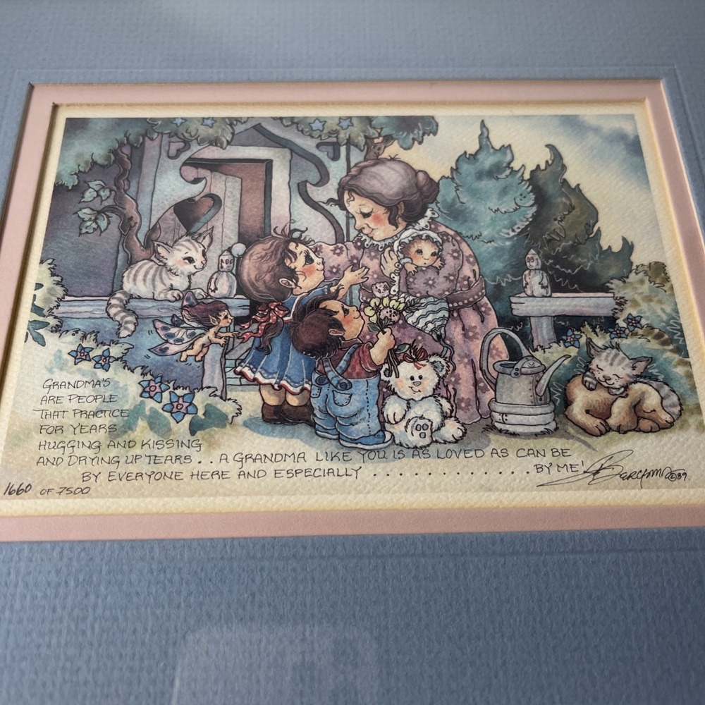 Signed Art Print Jody Bergsma 'Grandmas' 80s Fairy Tale Dream Scape 8.5x10.5"
